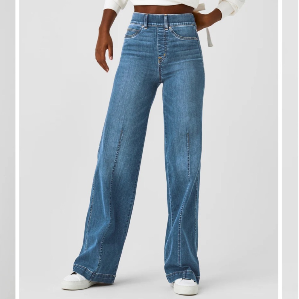 NWT SPANX Seamed Front wide leg jeans